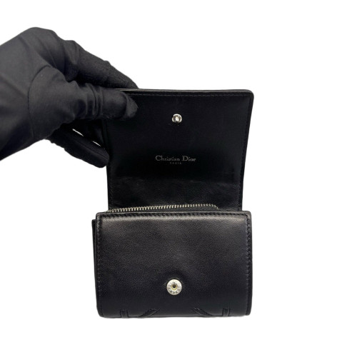 Dior Compact Wallet Calfskin Black
