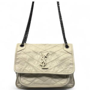 Yves Saint Laurent Baby Niki Chain Calfskin White