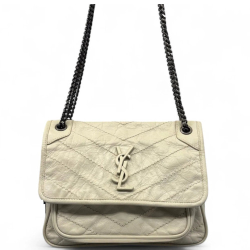 Yves Saint Laurent Baby Niki Chain Calfskin White