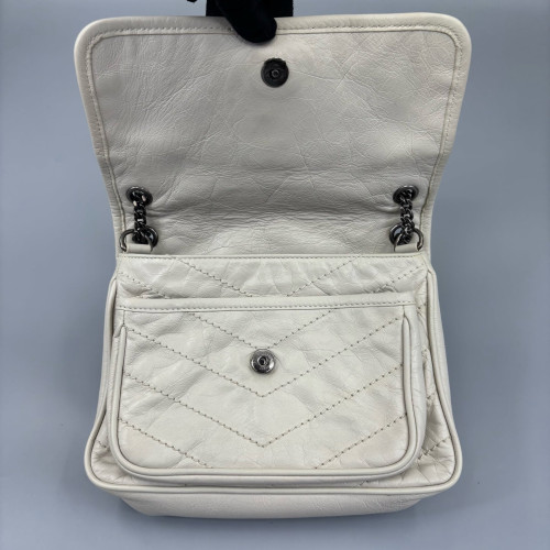 Yves Saint Laurent Baby Niki Chain Calfskin White