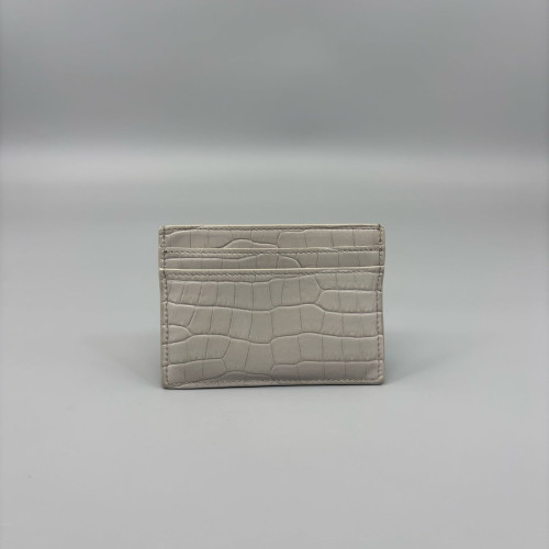 Yves Saint Laurent Card Holder Calfskin Crocodile Embossed Grey Yves Saint Laurent Card Holder Calfskin Crocodile Embossed Grey