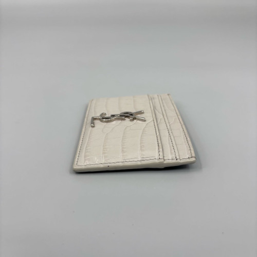 Yves Saint Laurent Card Holder Calfskin Crocodile Embossed Grey Yves Saint Laurent Card Holder Calfskin Crocodile Embossed Grey