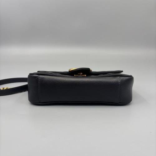 Gucci Chevron Small GG Marmont Calfskin Black