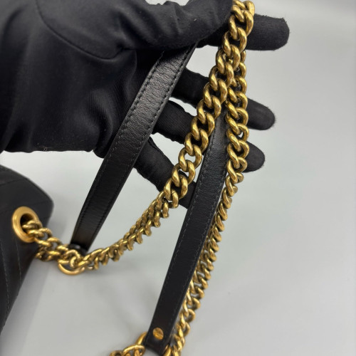 Gucci Chevron Small GG Marmont Calfskin Black