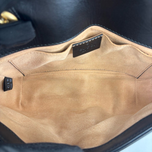 Gucci Chevron Small GG Marmont Calfskin Black