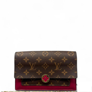 Louis Vuitton Flore Chain Wallet Monogram Brown Red