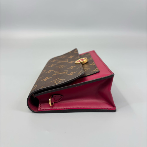 Louis Vuitton Flore Chain Wallet Monogram Brown Red