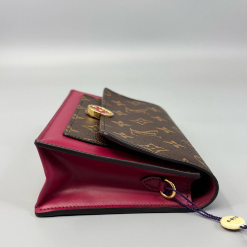 Louis Vuitton Flore Chain Wallet Monogram Brown Red