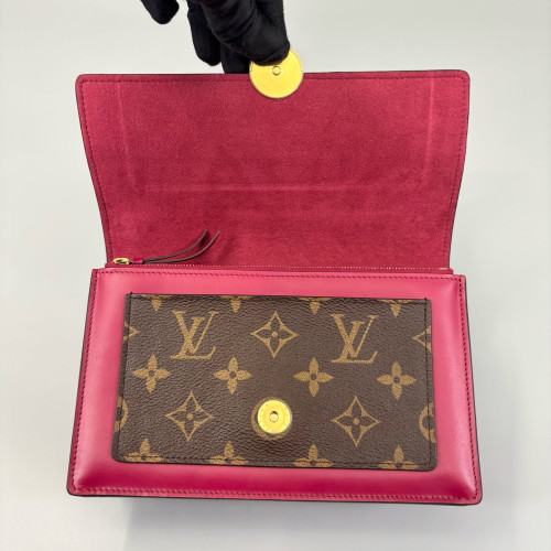 Louis Vuitton Flore Chain Wallet Monogram Brown Red