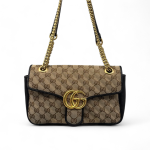 Gucci Double G Small GG Marmont Canvas Beige Black