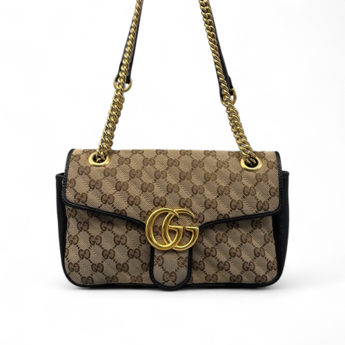 Gucci Double G Small GG Marmont Canvas Beige Black