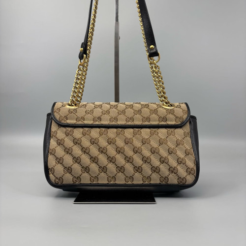Gucci Double G Small GG Marmont Canvas Beige Black