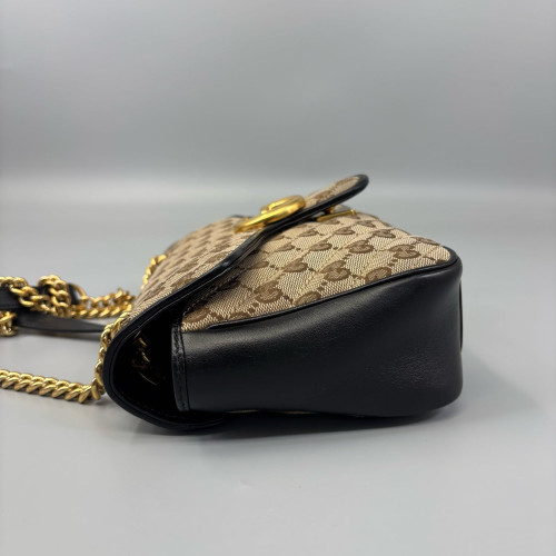 Gucci Double G Small GG Marmont Canvas Beige Black