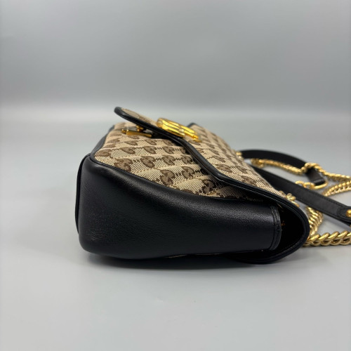 Gucci Double G Small GG Marmont Canvas Beige Black