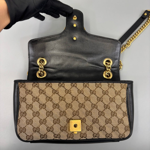 Gucci Double G Small GG Marmont Canvas Beige Black