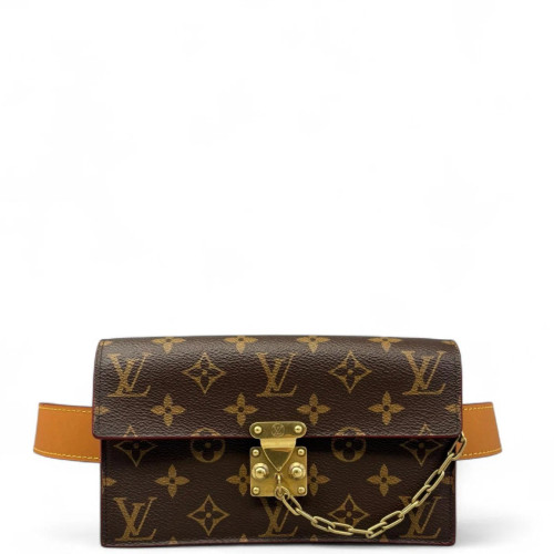 Louis Vuitton S Lock Belt Pouch MM Monogram Brown