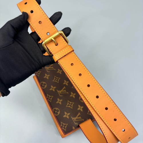 Louis Vuitton S Lock Belt Pouch MM Monogram Brown