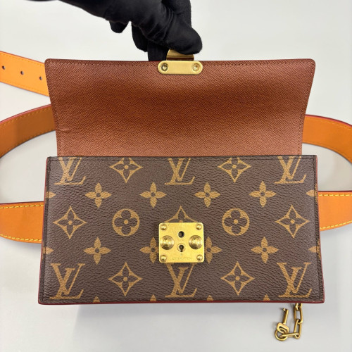 Louis Vuitton S Lock Belt Pouch MM Monogram Brown