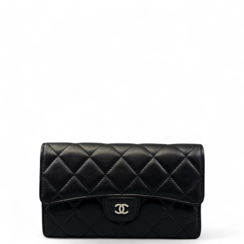 Chanel Quilted Continental Wallet Lambskin Black Chanel Quilted Continental Wallet Lambskin Black