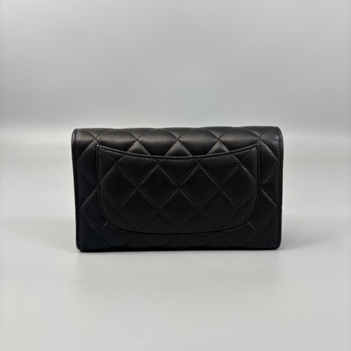 Chanel Quilted Continental Wallet Lambskin Black Chanel Quilted Continental Wallet Lambskin Black