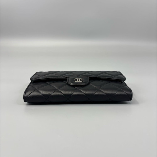 Chanel Quilted Continental Wallet Lambskin Black Chanel Quilted Continental Wallet Lambskin Black