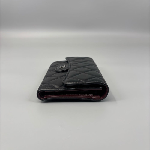 Chanel Quilted Continental Wallet Lambskin Black Chanel Quilted Continental Wallet Lambskin Black