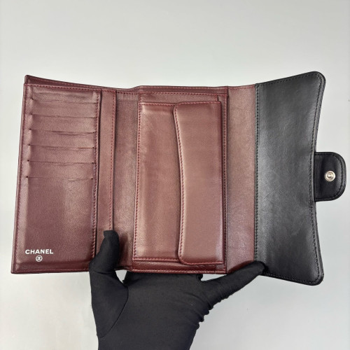 Chanel Quilted Continental Wallet Lambskin Black Chanel Quilted Continental Wallet Lambskin Black
