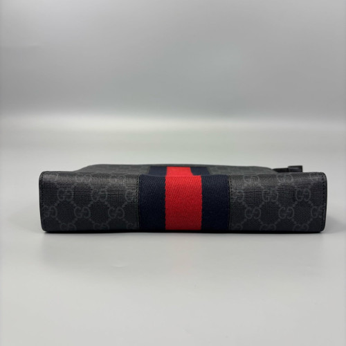 Gucci Clutch GG Monogram Black Grey Red