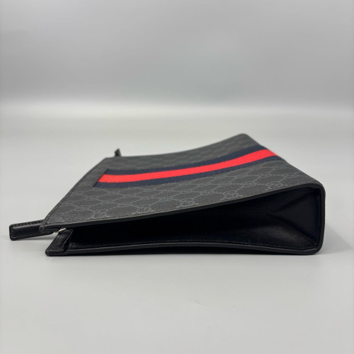 Gucci Clutch GG Monogram Black Grey Red