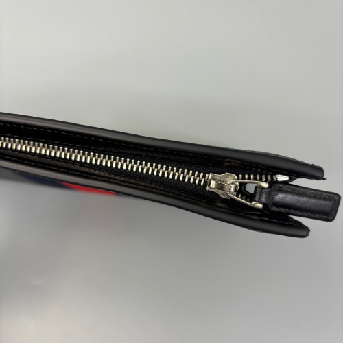 Gucci Clutch GG Monogram Black Grey Red