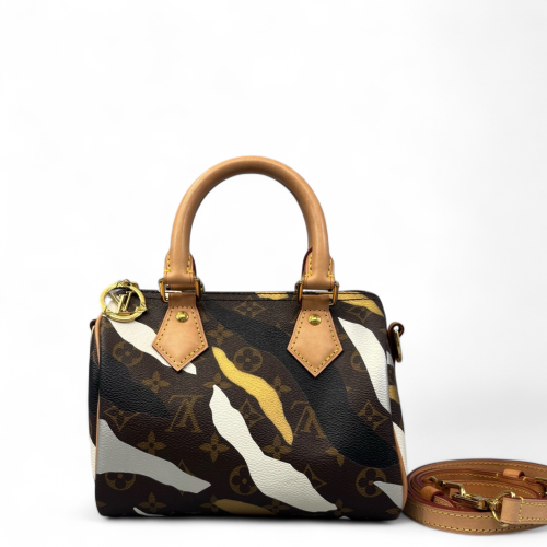 Louis Vuitton Speedy Bandouliere 20 Monogram Brown White Yellow