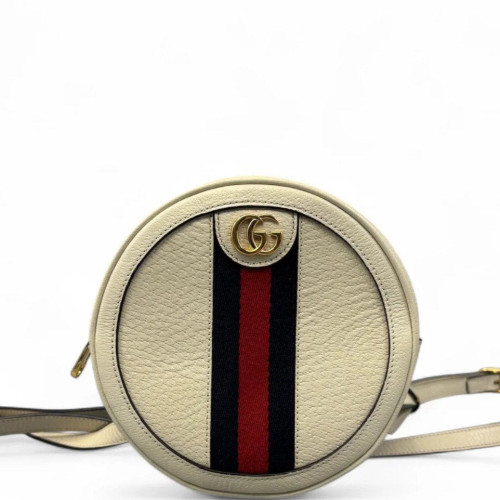 Gucci Mini Ophidia Round Bag Calfskin White Navy Red