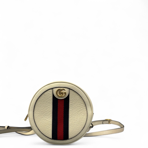 Gucci Mini Ophidia Round Bag Calfskin White Navy Red