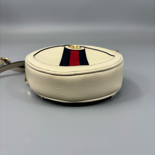 Gucci Mini Ophidia Round Bag Calfskin White Navy Red