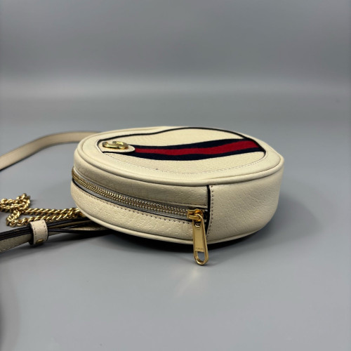 Gucci Mini Ophidia Round Bag Calfskin White Navy Red