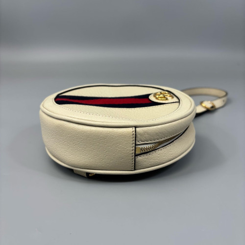 Gucci Mini Ophidia Round Bag Calfskin White Navy Red