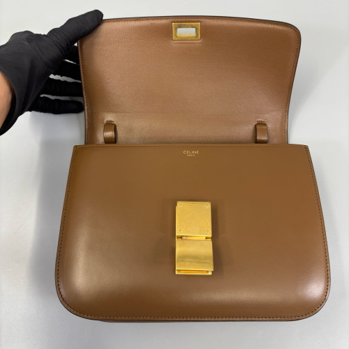 Celine Medium Classic Box Smooth Calfskin Dark Khaki