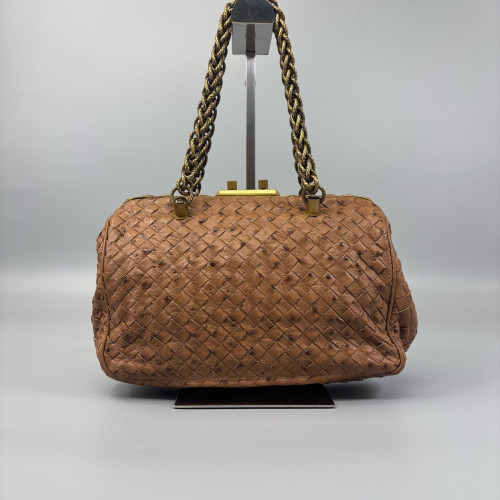 Bottega Veneta Handbag Ostrich Brown