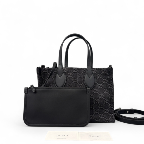 Gucci Tote Bag Denim Black