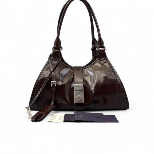 Prada Tote Bag Pull Up Leather Brown