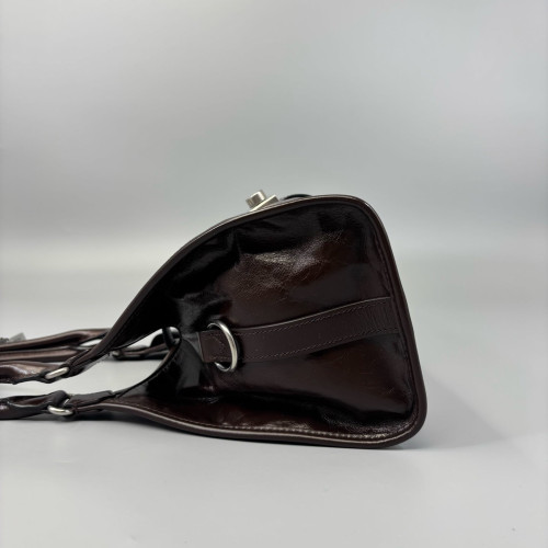 Prada Tote Bag Pull Up Leather Brown