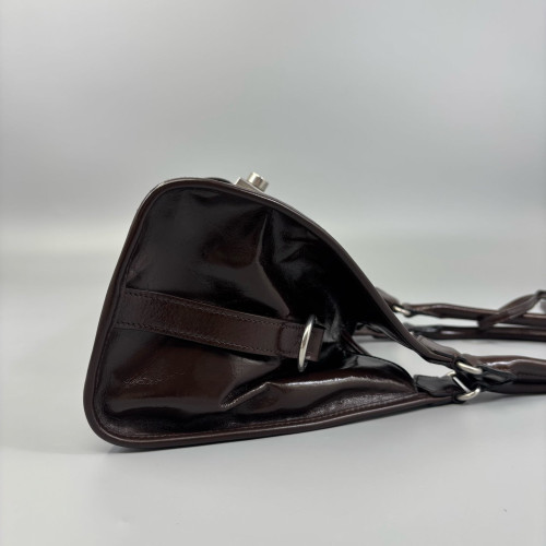 Prada Tote Bag Pull Up Leather Brown
