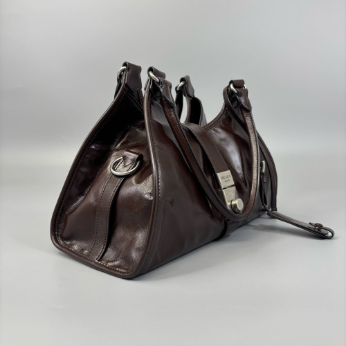 Prada Tote Bag Pull Up Leather Brown
