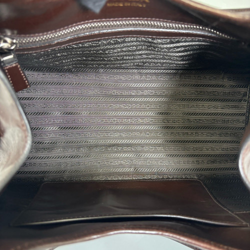 Prada Tote Bag Pull Up Leather Brown
