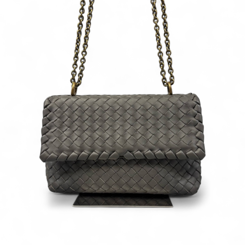 Bottega Veneta Small Olimpia Shoulder Bag Calfskin Intrecciato Grey