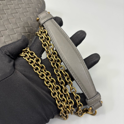 Bottega Veneta Small Olimpia Shoulder Bag Calfskin Intrecciato Grey