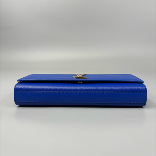 Yves Saint Laurent Clutch Shiny Caviar Calfskin Blue