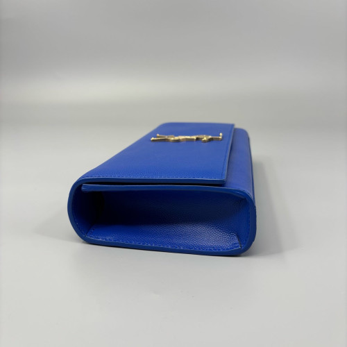 Yves Saint Laurent Clutch Shiny Caviar Calfskin Blue