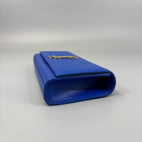 Yves Saint Laurent Clutch Shiny Caviar Calfskin Blue