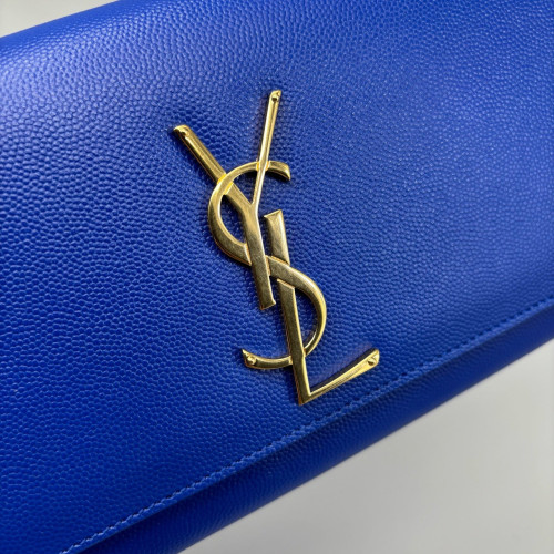 Yves Saint Laurent Clutch Shiny Caviar Calfskin Blue